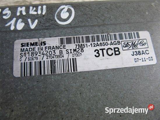 Ford Focus MK2 16 16V KOMPUTER 7M5112A650AGB