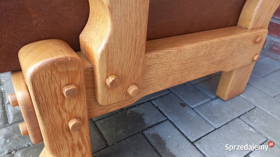 Fotel wypoczynkowy Dębowy skórzany brązowy Gawroniec