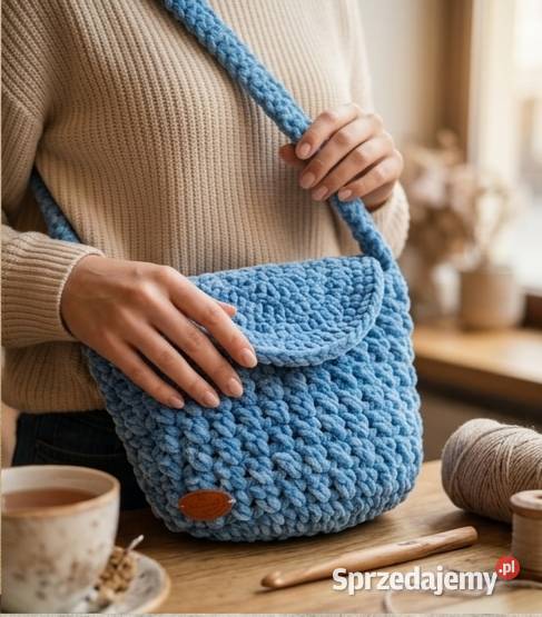 Torebka że sznurka welwetowego crochet ręczne Piotrków Trybunalski