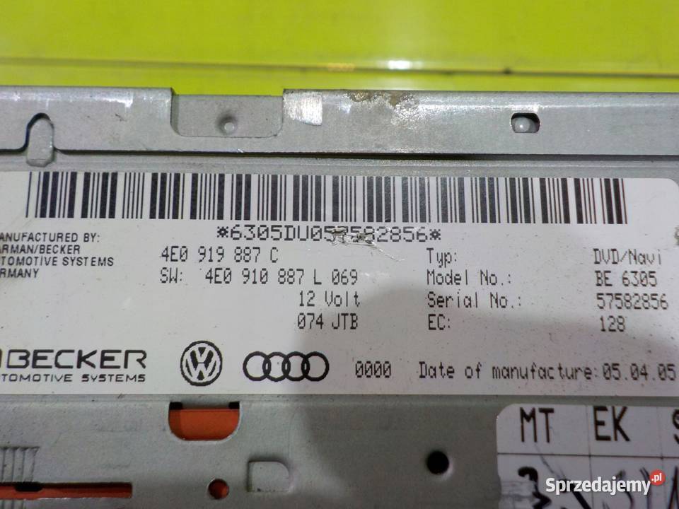 AUDI A6 C6 05 czytnik nawigacji 4E0910887MX Suków
