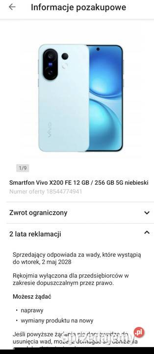 VIVO X200FE 12256GB Nowy na Gwarancji ZADBANY podlaskie Białystok