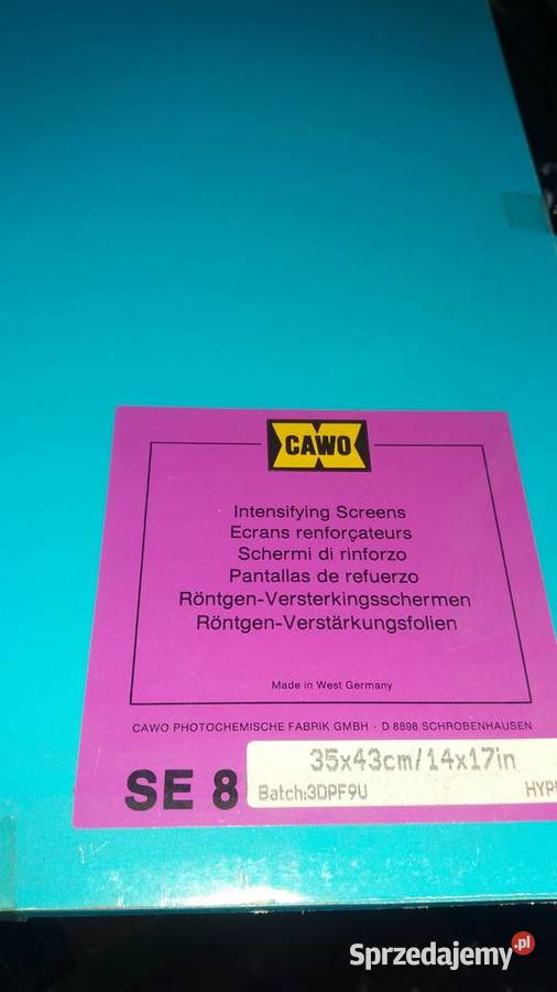 Ekrany folie wzmacniające Rtg Cawo różne Lublin sprzedam