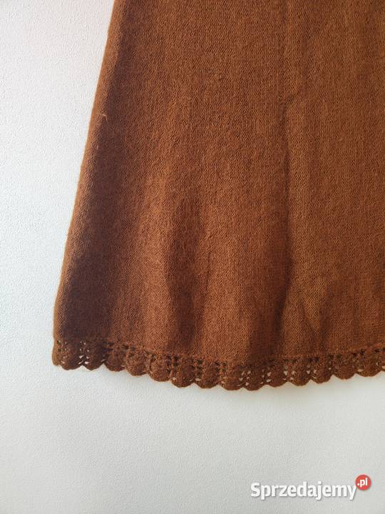 Moherowa spódnica Midi karmelowa Vintage 70 80s Jasło