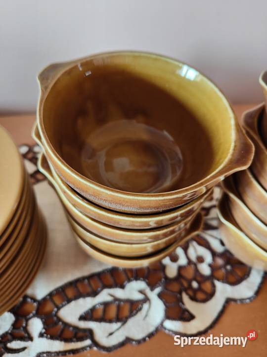Bulionówki z podstawkami Mirosławice brązowe Lublin sprzedam