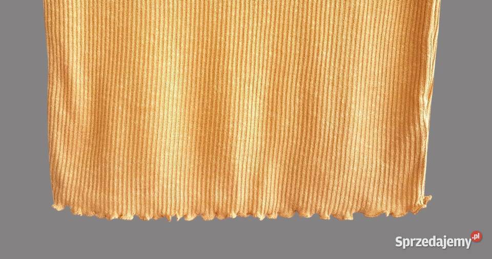 Damska bluzka musztardowa z krótkim rękawem krótki Chrzanów