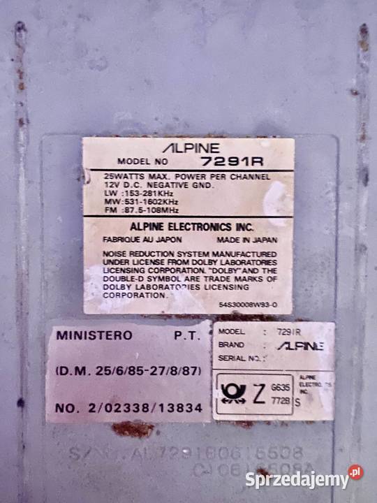 Alpine 7291R Vintage Klasyk 1991R Kaseta Super Kępno