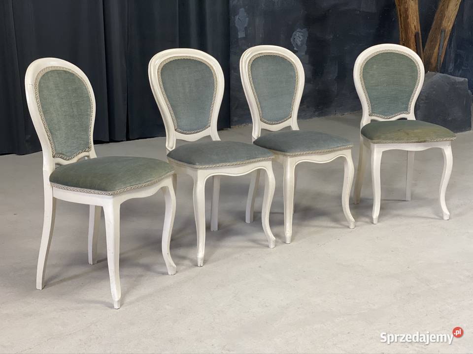 Komplet 4 krzeseł ludwik prowansalskie vintage 96cm Budno