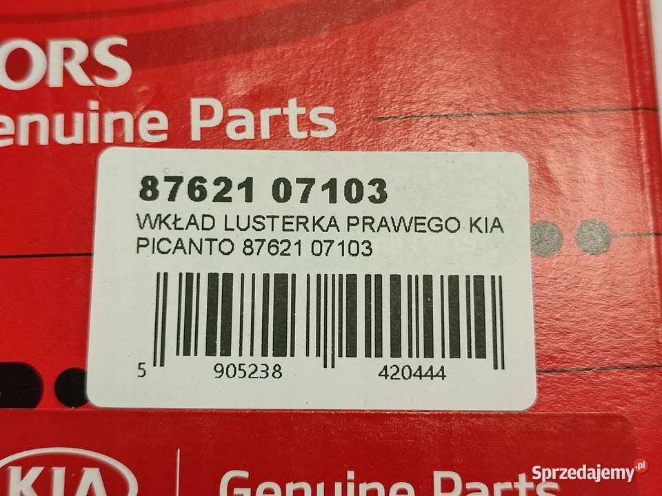 WKŁAD LUSTERKA PRAWEGO KIA PICANTO SA 20042011