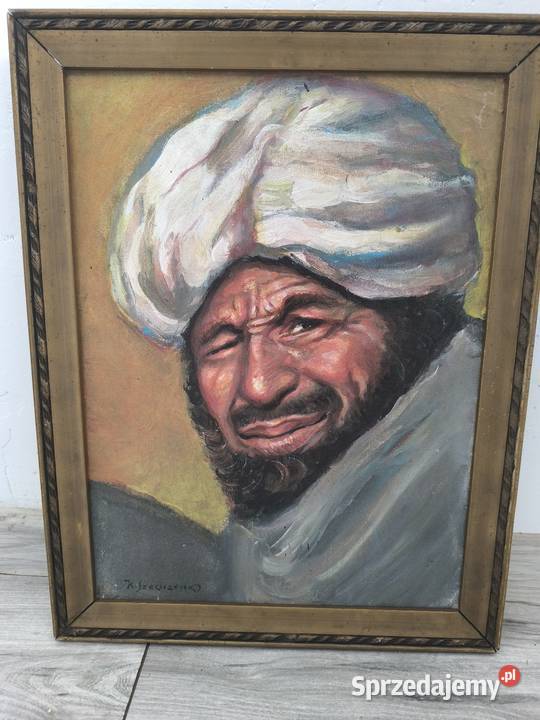 Stary oryginalny obraz olejny portret sygnowany Malarstwo Łódź sprzedam