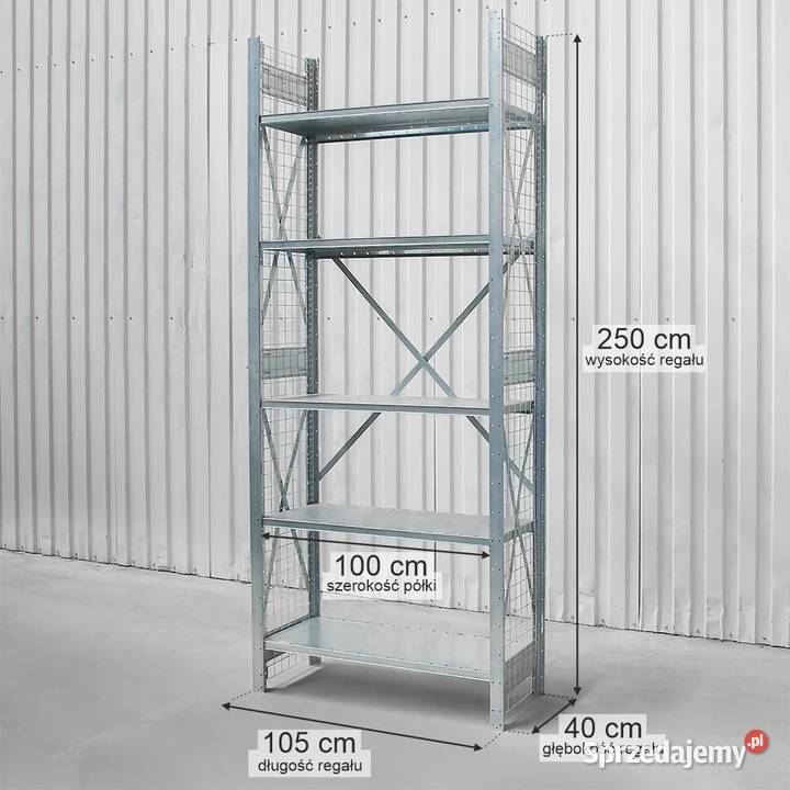 Regał magazynowy 5 półek DEXION 250x105x40 moduł