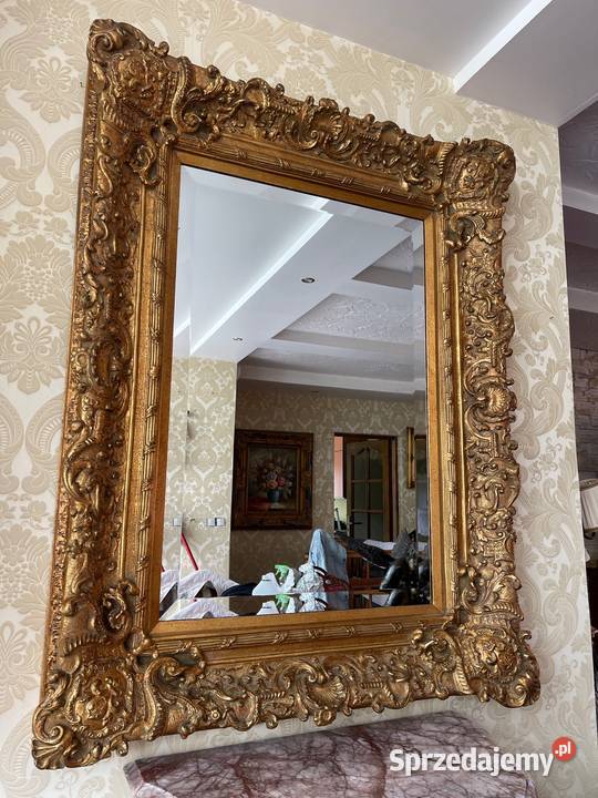 Stare wielkie kryształowe lustro na drewnie inny kolor Bystrzyca Kłodzka