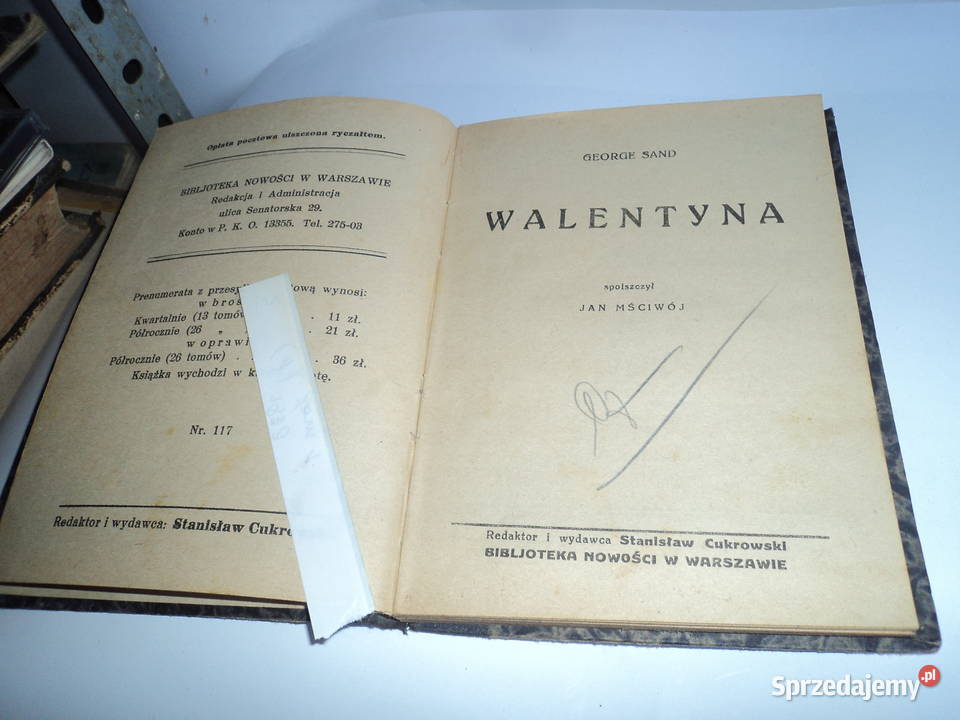 Walentyna tom 1 George Sand 1930r Nowy Sącz