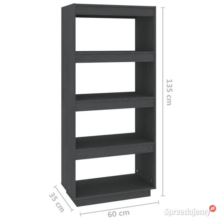 Regał na książkiprzegroda szary 60x35x135 mazowieckie