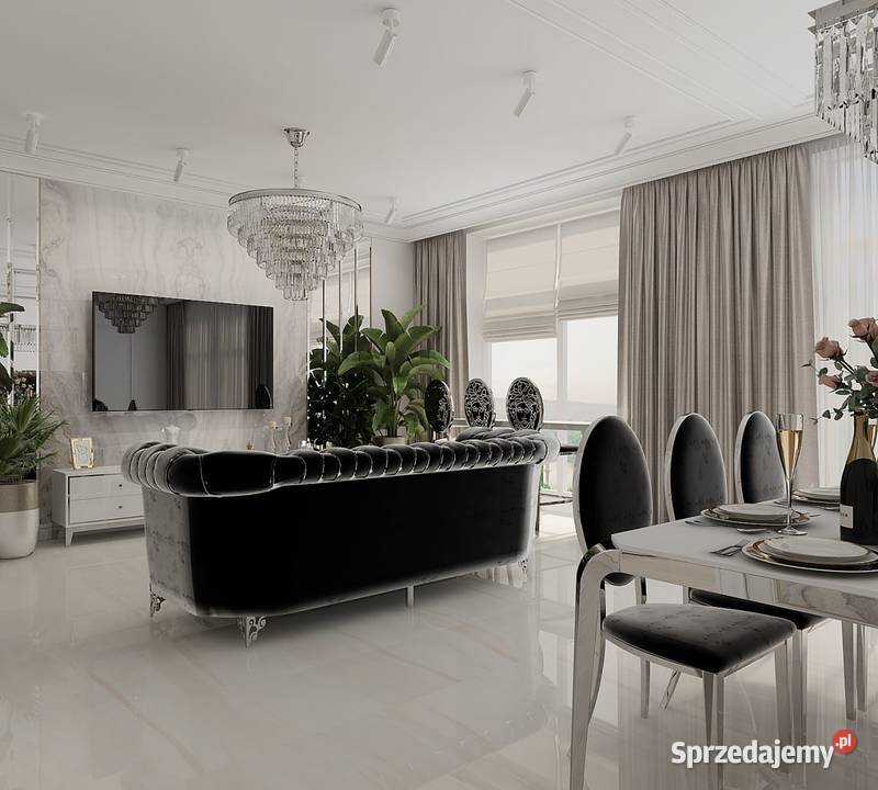 Sofa glamour chesterfield czarna na srebrnych