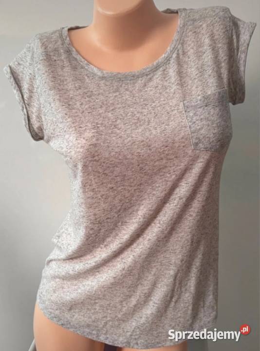 Szary Tshirt Bershka szary/srebrny Pruszków