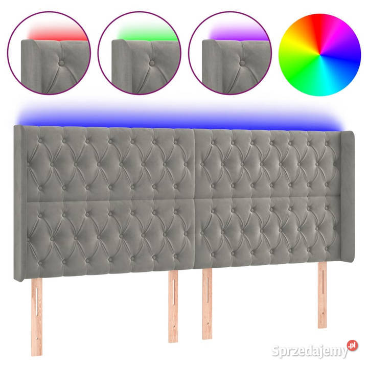 Zagłówek do łóżka z LED jasnoszary 183x16x118128 Warszawa