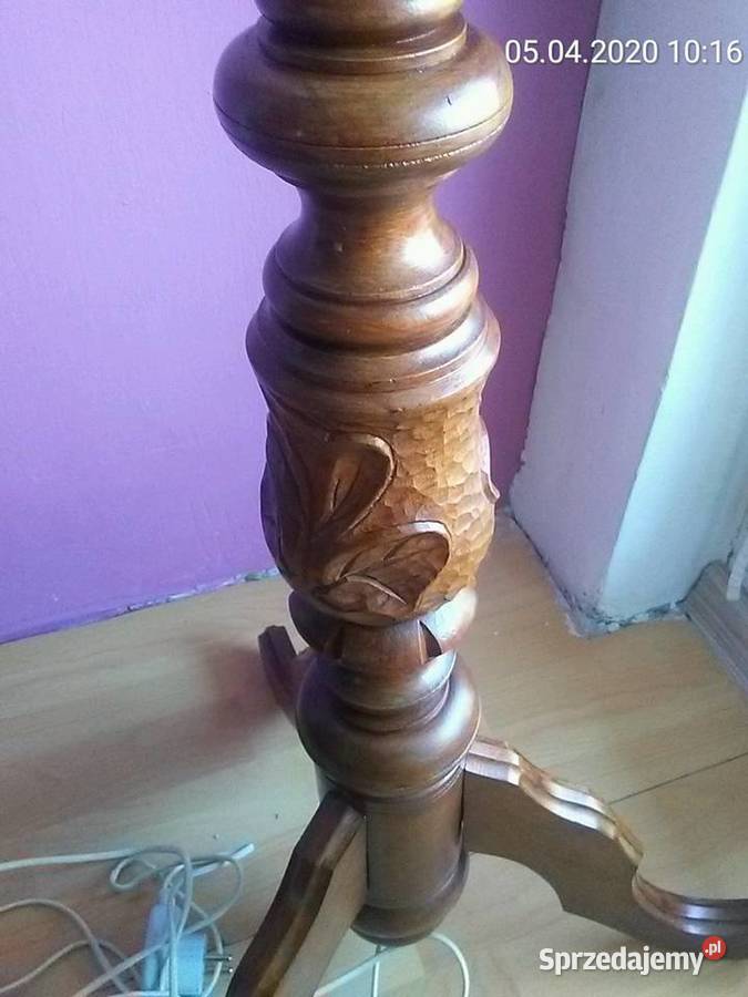 Stara lampa stojąca drewniana Rękodzieło Lublin sprzedam