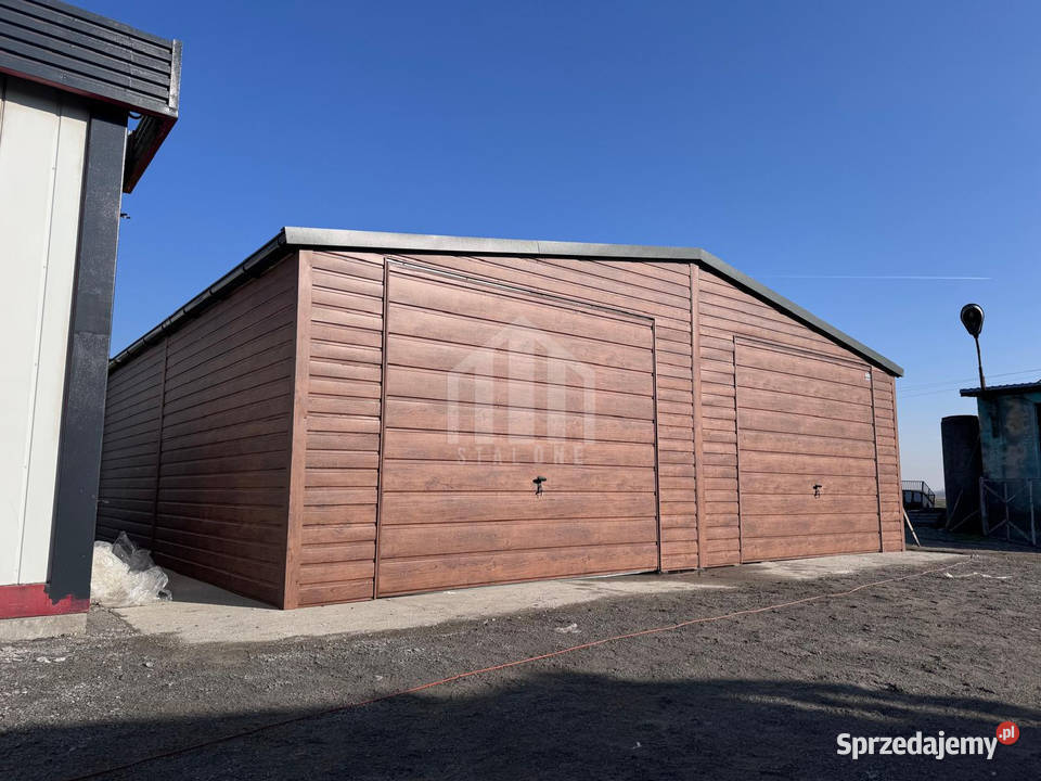 Garaż blaszany 8x6m 2x brama uchylna drzwi dach Jastrzębie-Zdrój