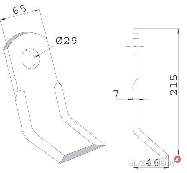 Nóż prawy 65x212 mm Agram CK1000 Kamionna