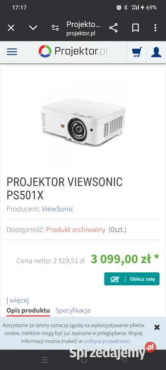 Projektor VIEWSONIC 501X OKAZJA Bolesławiec