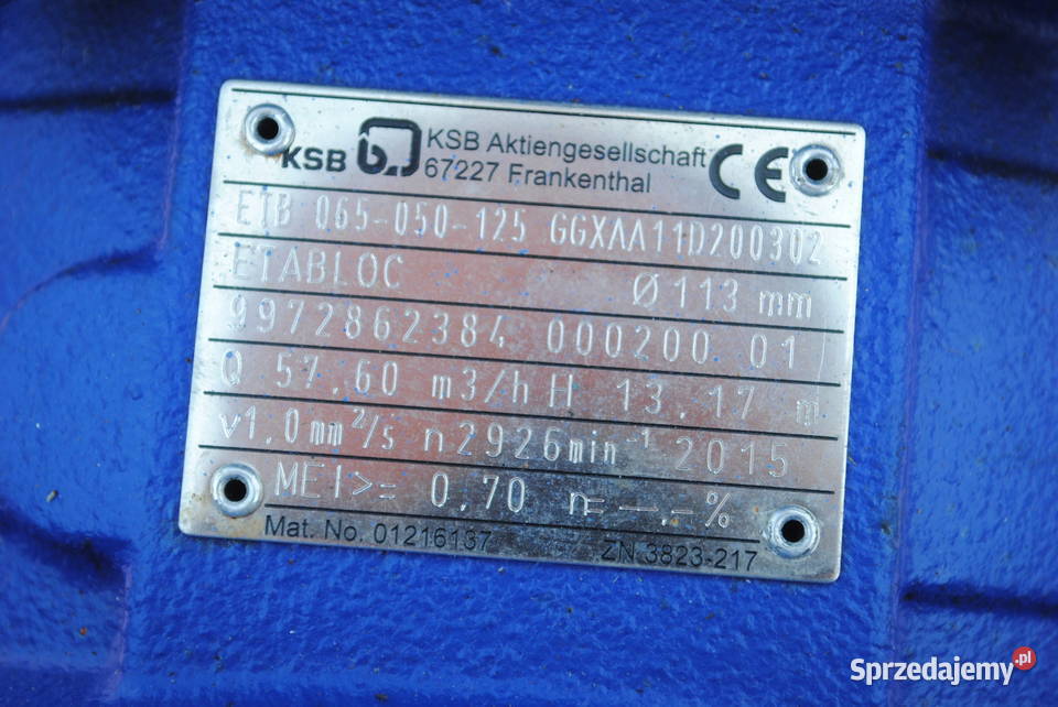 Pompa do wody KSB z silnikiem 3kw 2920obr Kargowa sprzedam