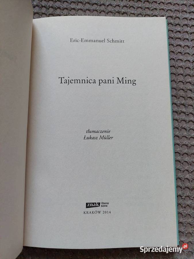 nowa Tajemnica pani Ming EricEmmanuel Schmitt Kraków