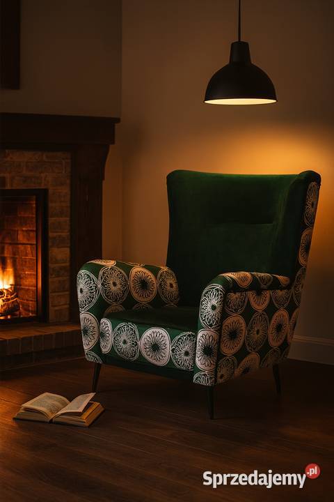 Fotel Uszak Kominkowy Patchwork Skandynawski wielkopolskie sprzedam
