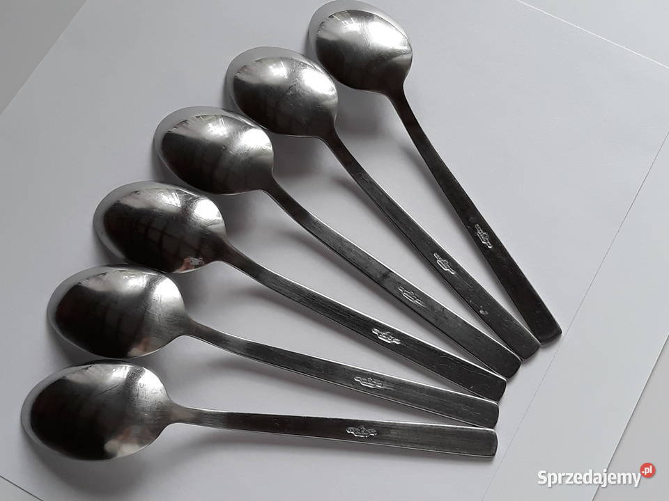 Łyżki obiadowe ROMBY KARO Gerlach sztućce PRL śląskie Dąbrowa Górnicza