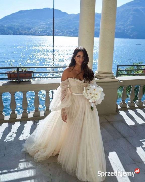 Suknia ślubna princessa bufiaste rękawy 36 S 38 dolnośląskie Jelenia Góra