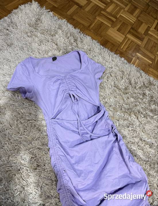 Fioletowa sukienka marszczona cut out mini dress Rozmiar 38(M) Spódnice i sukienki Przemyśl