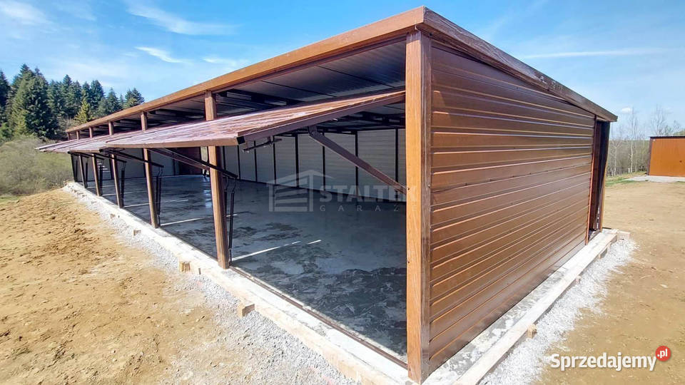 Garaz blaszany 18x5m 6x brama uchylna 2x drzwi Kościerzyna