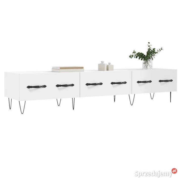 Szafka pod TV biała 150x36x30 materiał