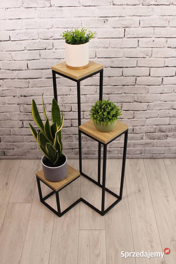 Kwietnik Stojący Potrójny Metalowy Loft