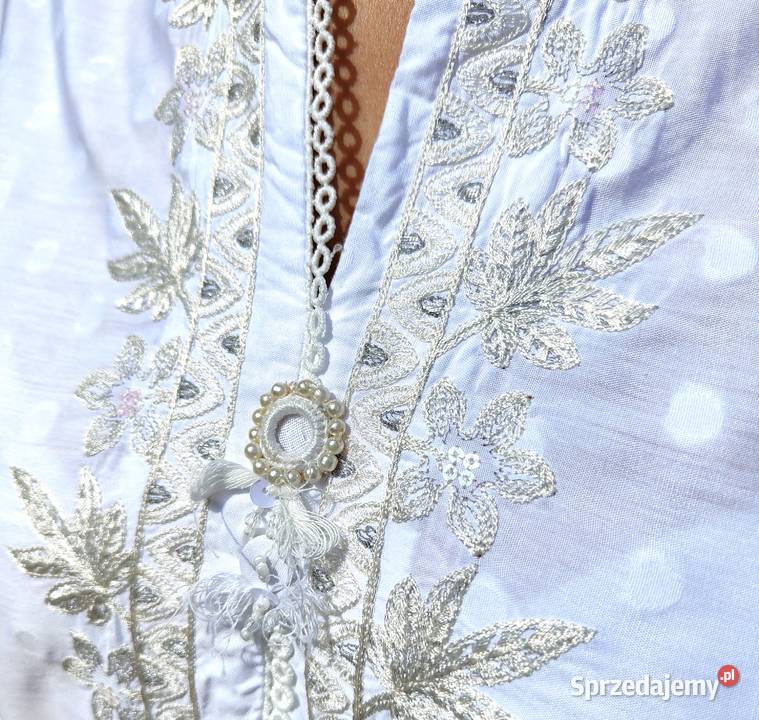 Długa biała tunika S 36 orient Indie kameez Rozmiar 36(S) Szczecin