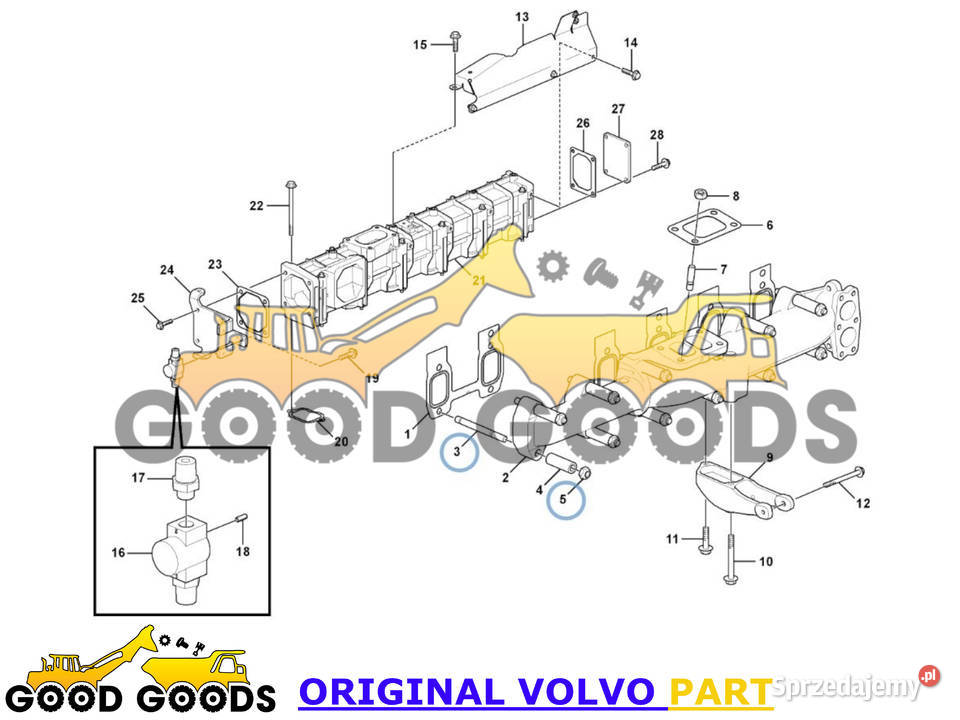 VOLVO SZPILKA I NAKRĘTKA KOLEKTORA WYDECH Części do maszyn budowlanych mazowieckie Władysławów