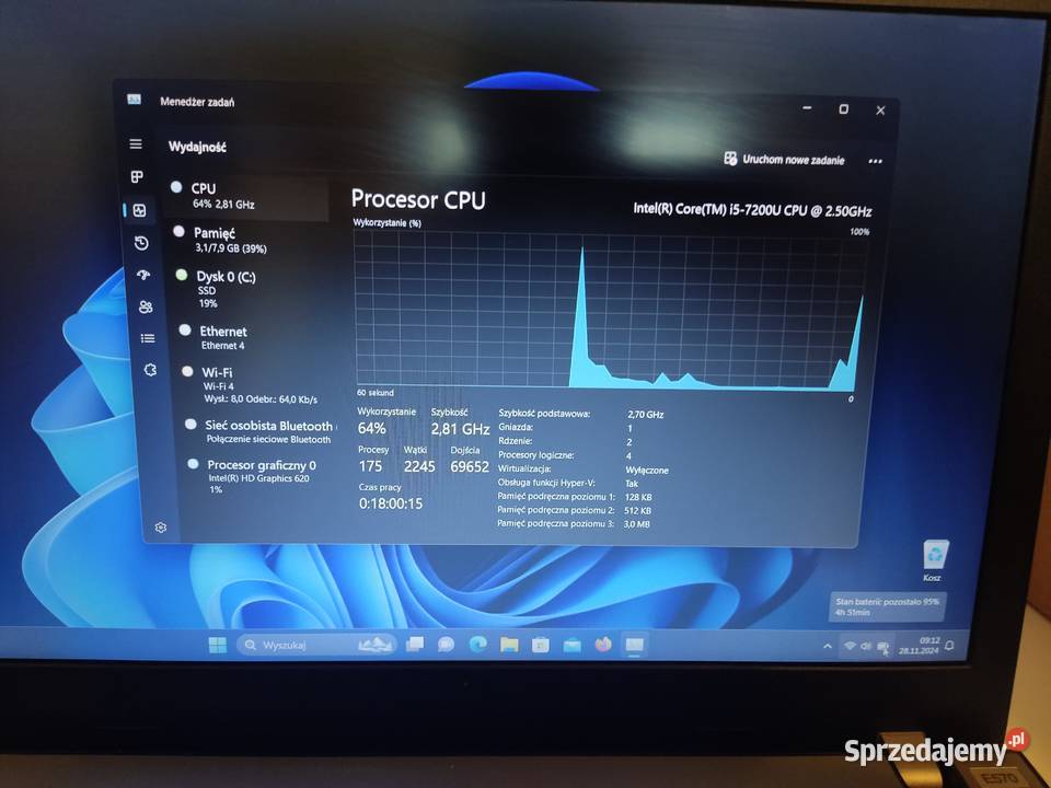 Lenovo ThinkPad E570 Intel Core i5 8 GB 240GBSSD Żegocina
