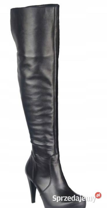 Kozaki damskie czarne muszkieterki Zielonki