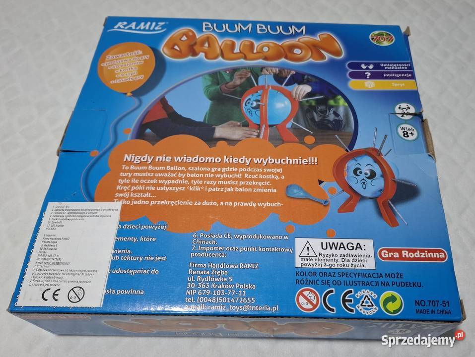 Gra rodzinna Buum Buum Balloon Ramiz Zabawka Czeladź sprzedam