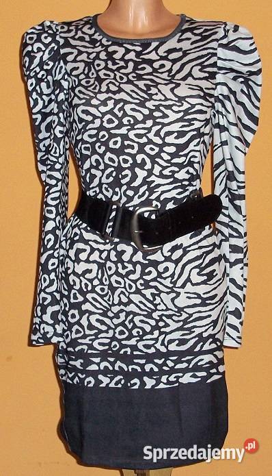 Sukienka ołówkowa z dzianiny biało czarna z wielkopolskie