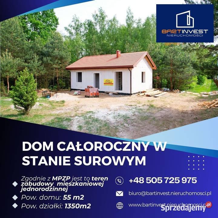 Nowoczesny dom całoroczny w stanie surowym dachówka Nowe Drozdowo