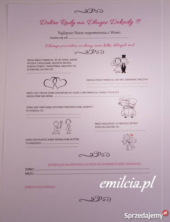 Ankieta Weselna Format A4 lubuskie Zielona Góra