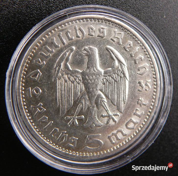 5 Reichsmark 1935 Hindenburg F Niemcy Szklarska Poręba