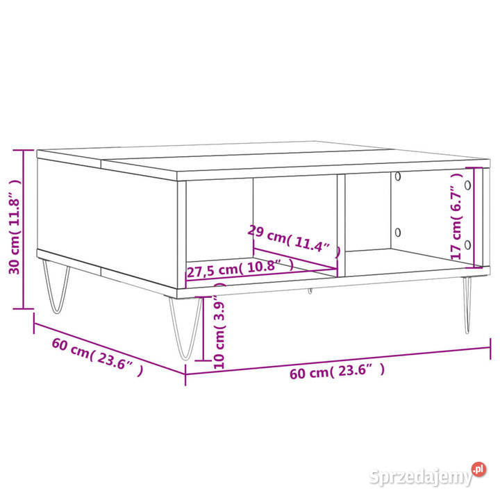 Stolik kawowy biały 60x60x30 materiał Warszawa