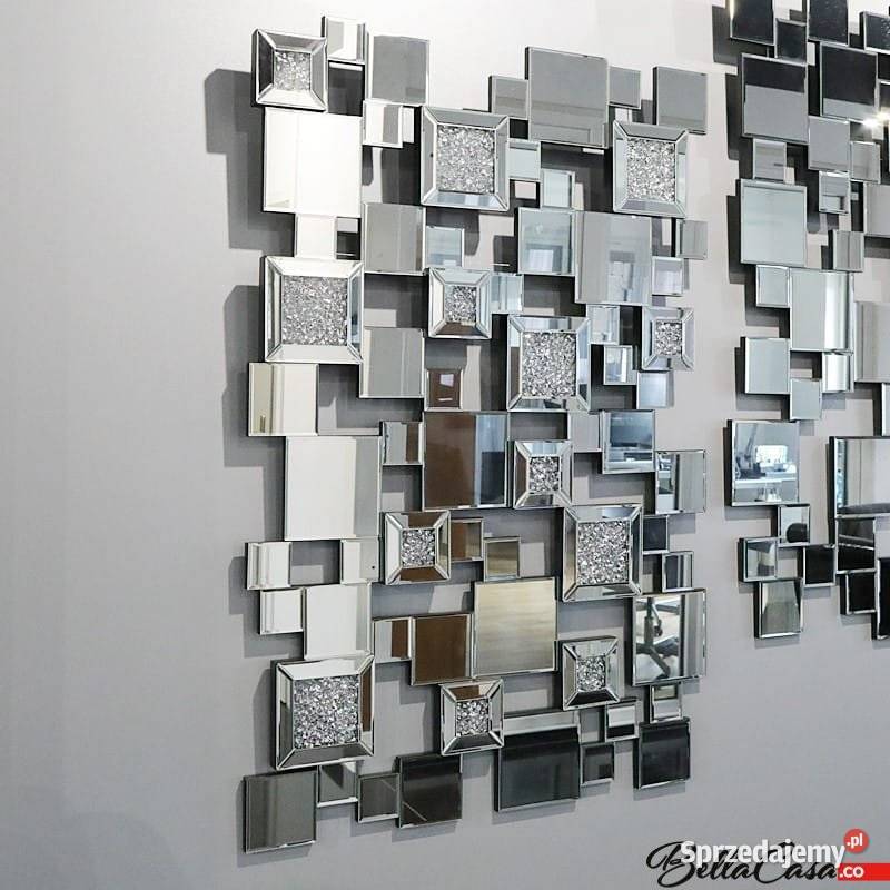 Lustro glamour duże srebrne wiszące zatopione Warszawa