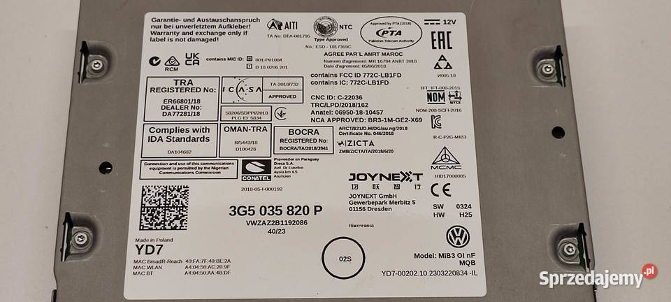 SEAT TARRACO CZYTNIK NAWIGACJI RADIO 3G5035820P sprzedam