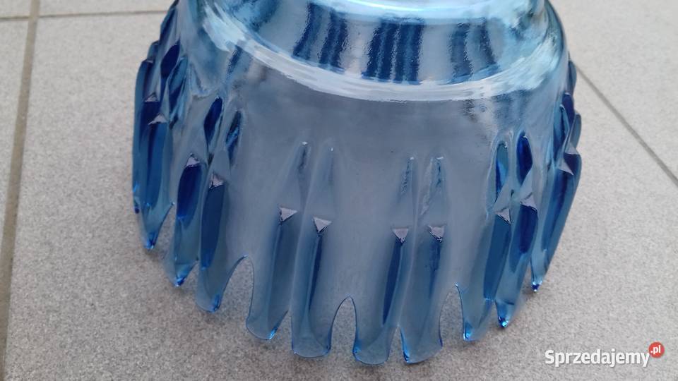 Misa Patera szklana niebieskie szkło łódzkie Aleksandrów Łódzki sprzedam