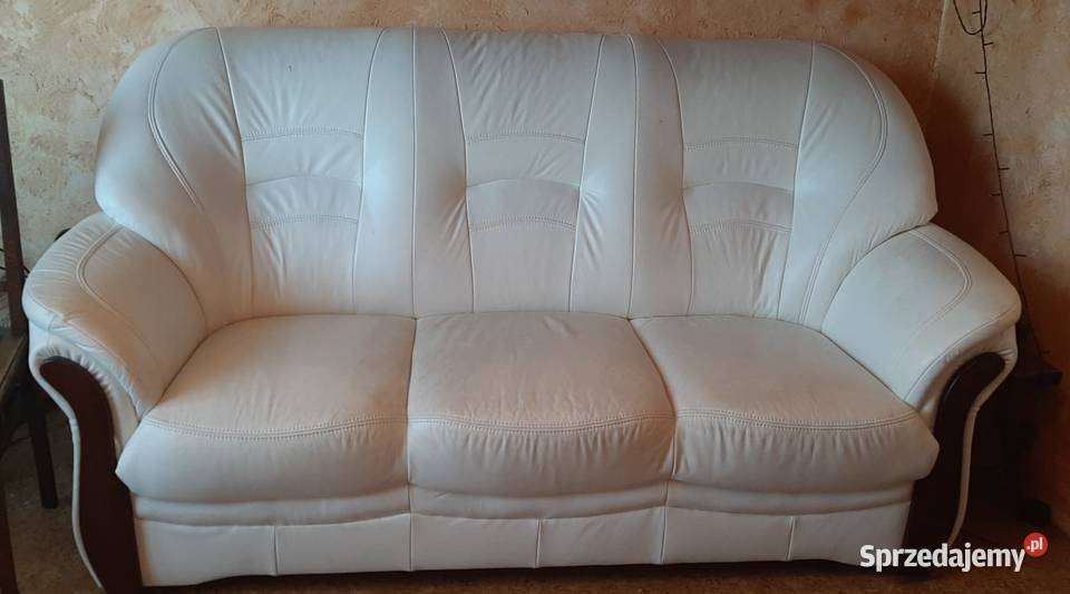 biały komplet kanapa i 2 fotele 105cm Olesno