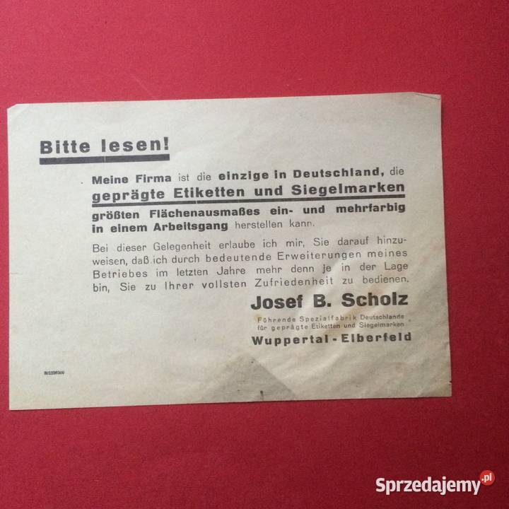 1225 Znaczki i Dokumenty Reklamowe Josef B Szczecin