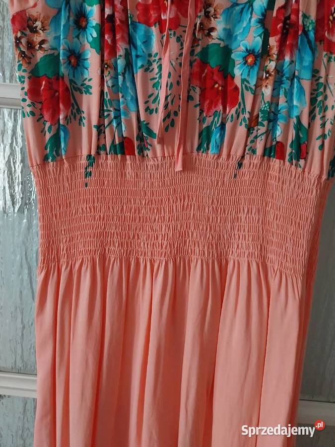 Letnia łososiowa sukienka 100bawełny dolnośląskie Polkowice