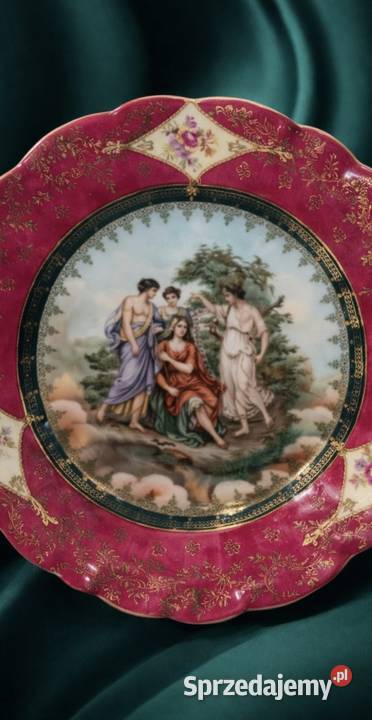 Antyczna patera ze scenką mitologiczną sygn Pabianice